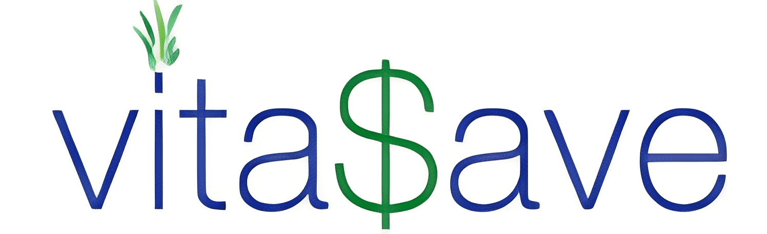 Vitasave logo with green dollar sign.