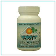 Vitamin A&D supplement bottle with label.