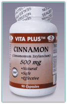 Vita Plus cinnamon capsules bottle.