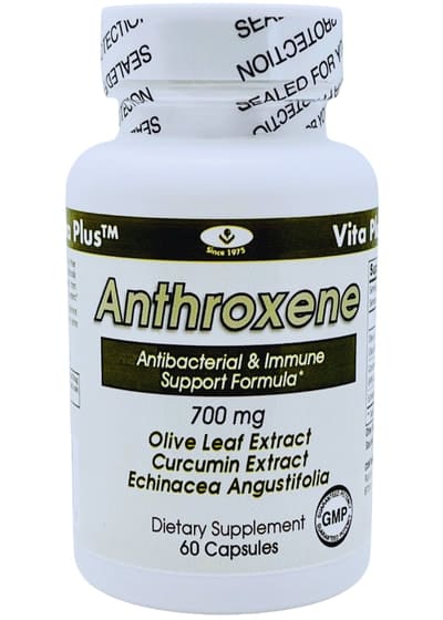 Anthroxene antibacterial immune support supplement bottle