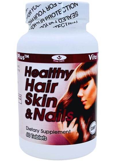 Healthy Hair Skin and Nails supplement bottle