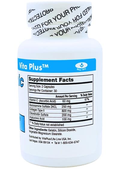 Vita Plus supplement bottle with Supplement Facts label