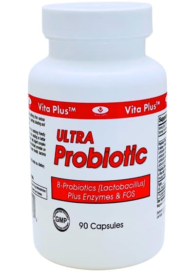 White bottle of Ultra Probiotic, 90 capsules