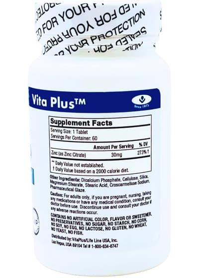 Vita Plus supplement bottle with facts label