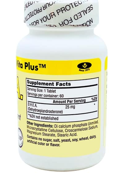 White Vita Plus DHEA supplement bottle