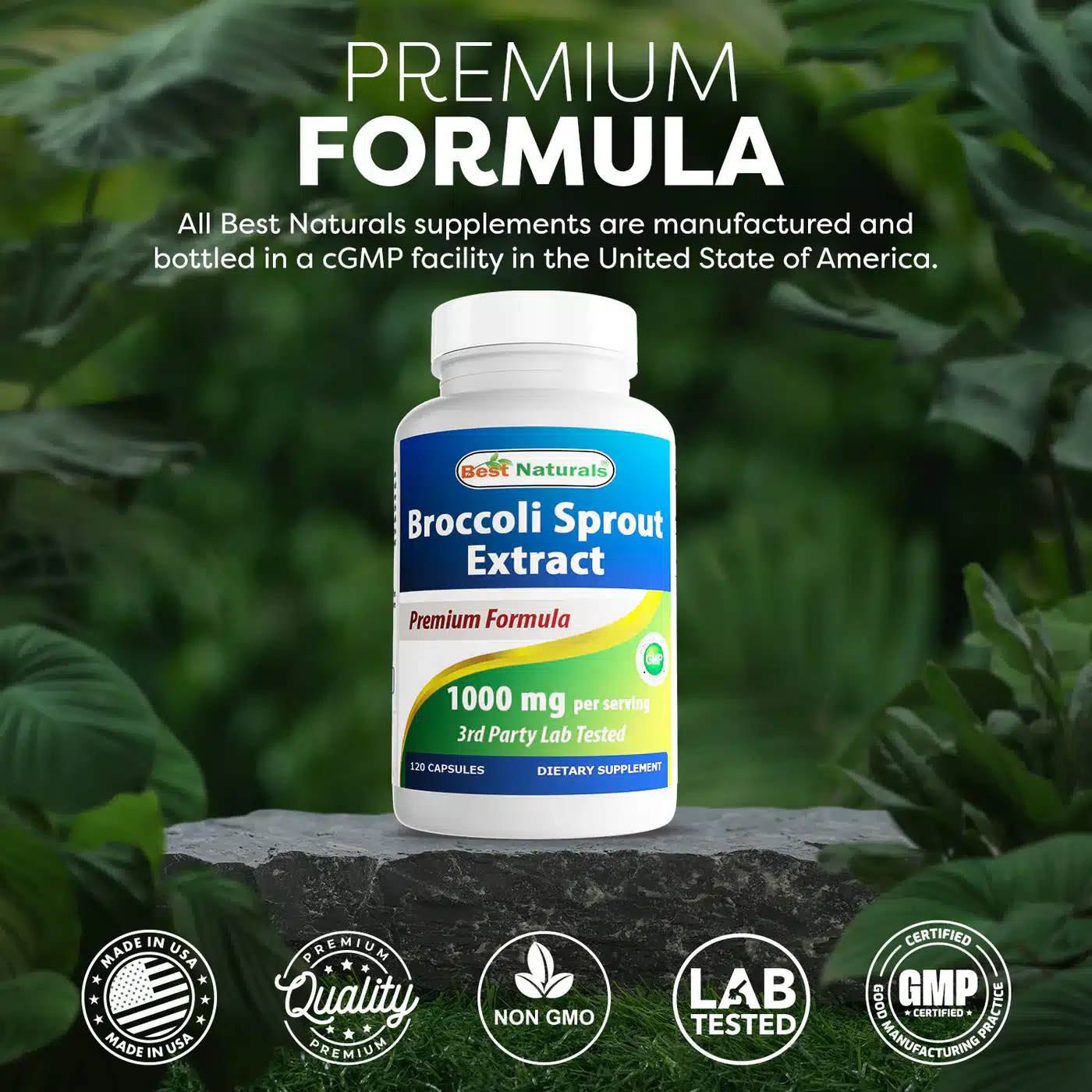 Best Naturals Broccoli Sprout Extract 1000 mg per serving 120 Capsules - Image 2