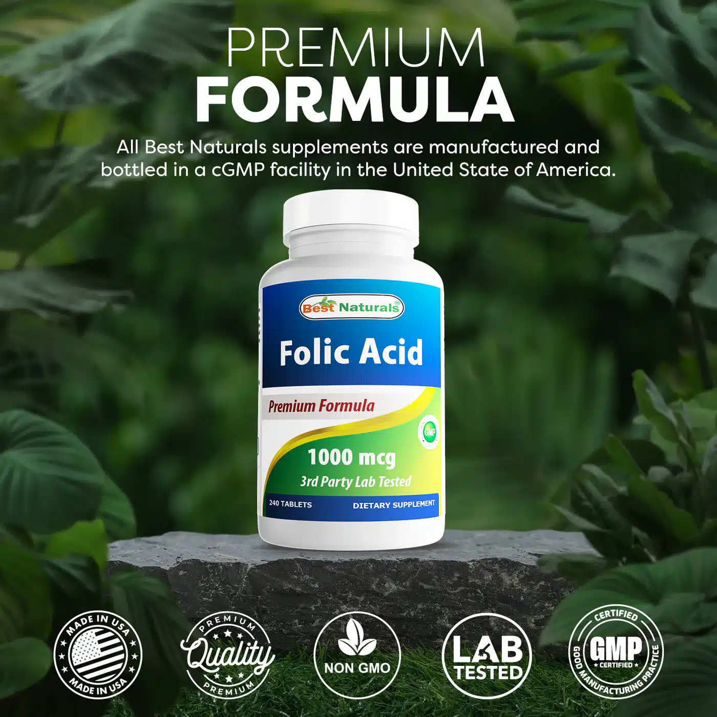 Best Naturals Folic Acid 1000 mcg 240 Tablets - Image 4