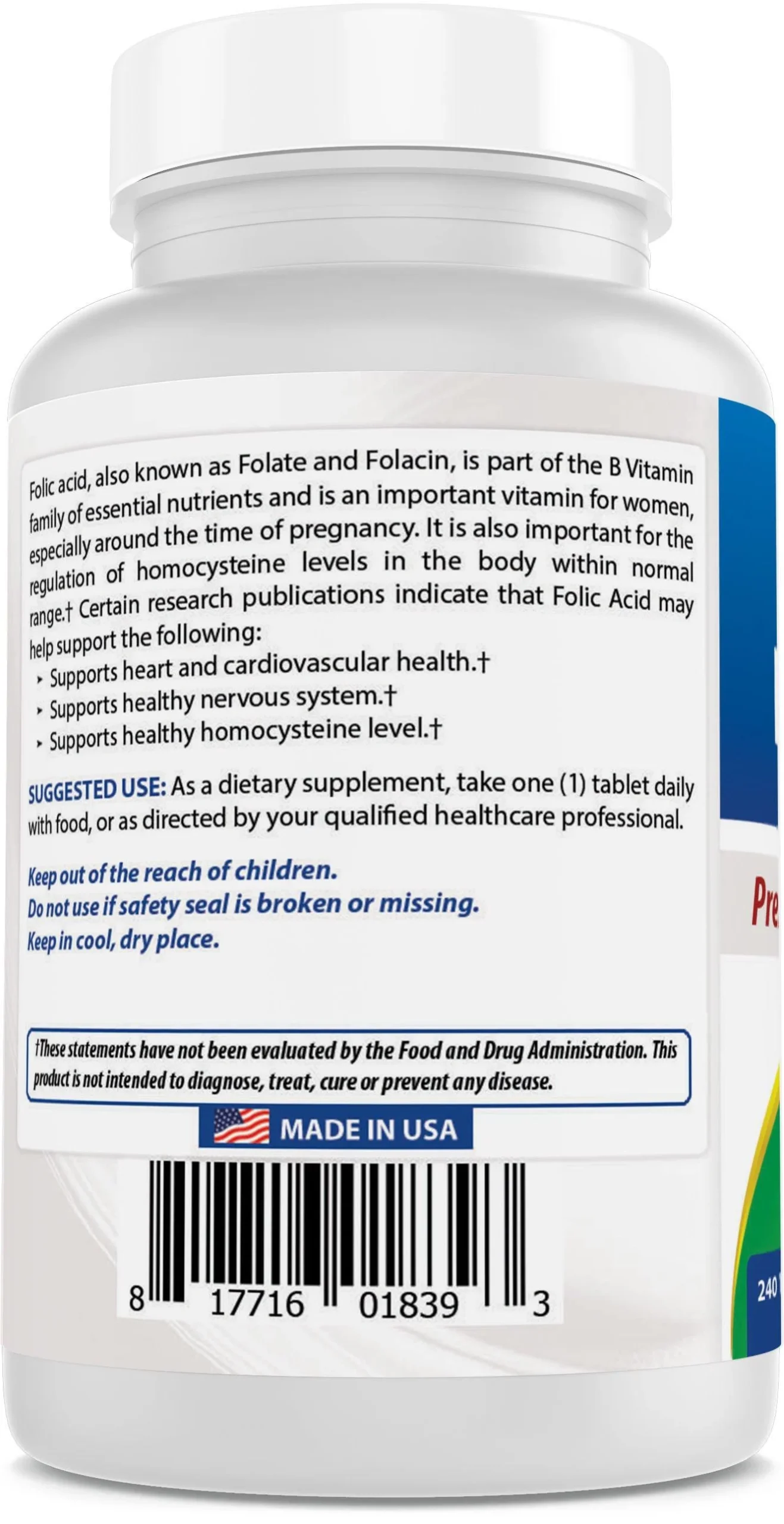 Best Naturals Folic Acid 1000 mcg 240 Tablets - Image 5