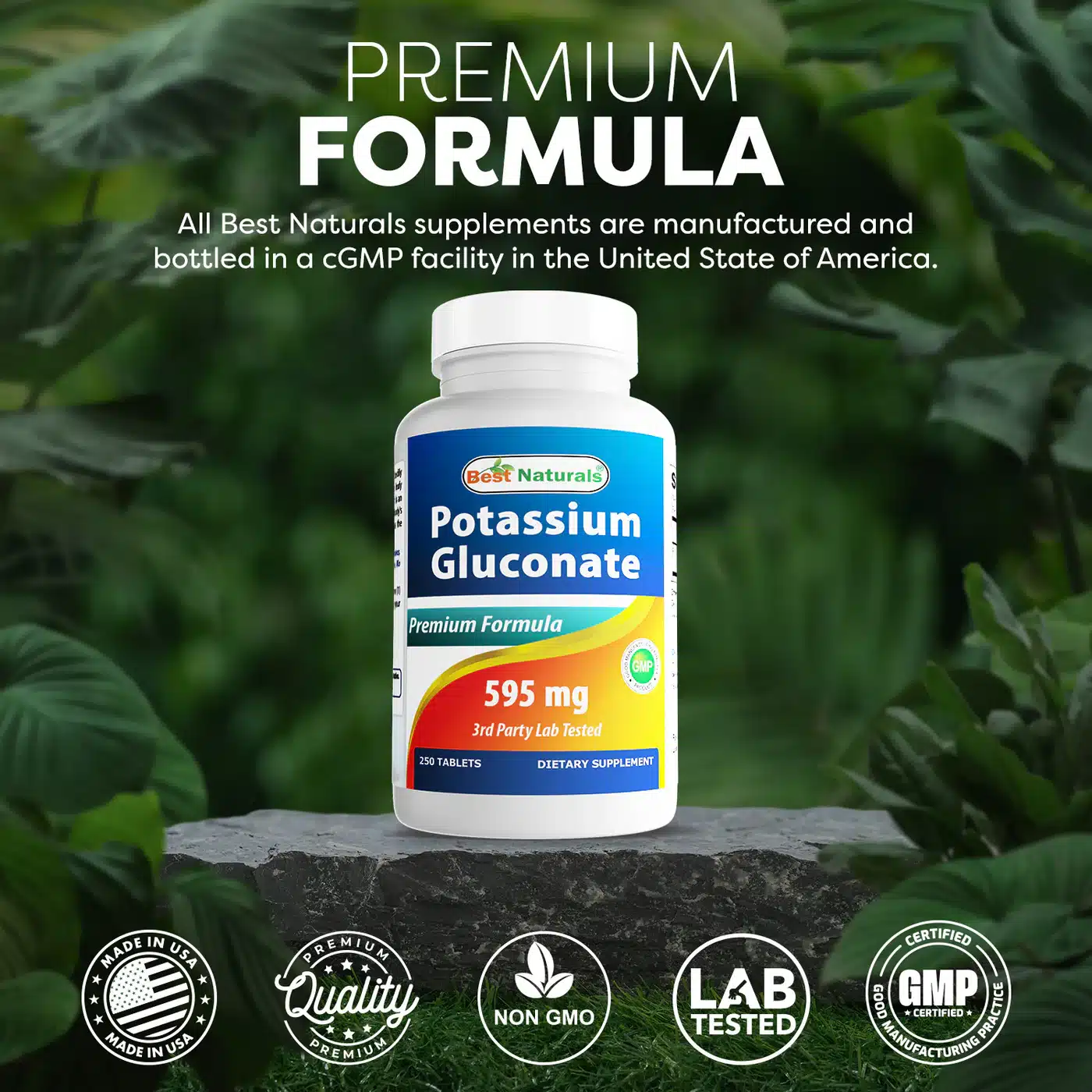 Best Naturals Potassium Gluconate 595mg 250 Tablets - Image 3