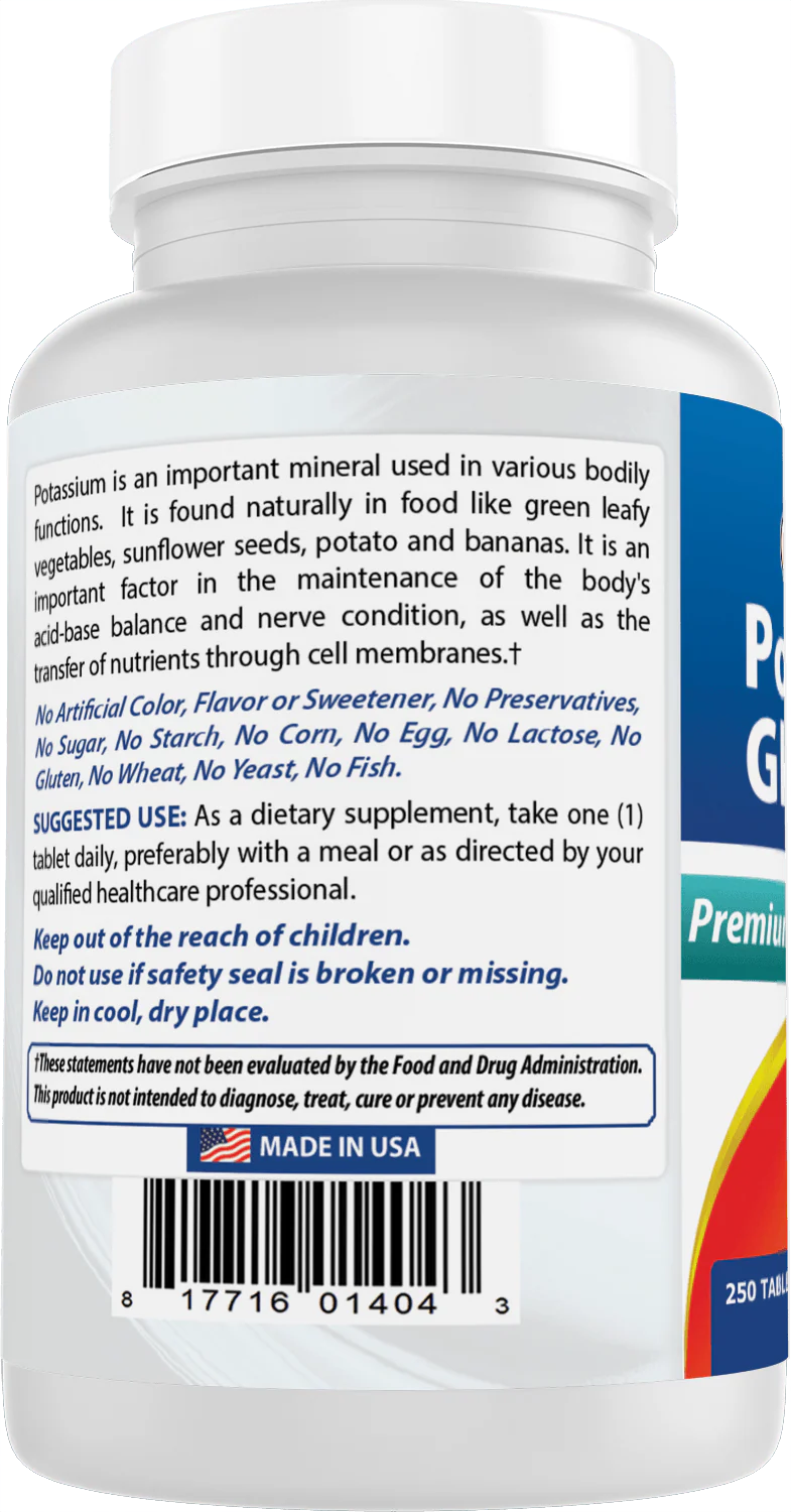 Best Naturals Potassium Gluconate 595mg 250 Tablets - Image 4