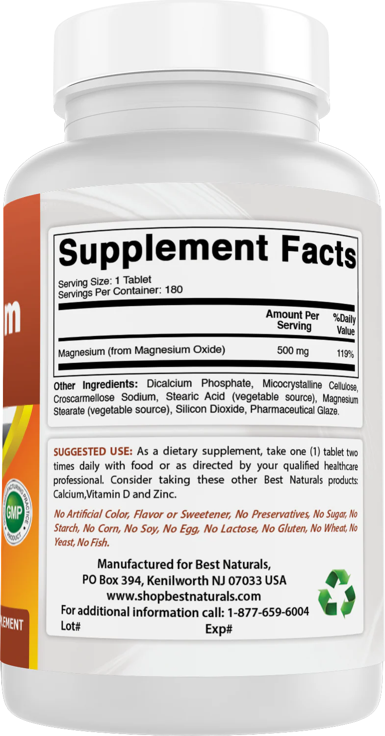 White supplement bottle displaying Supplement Facts panel