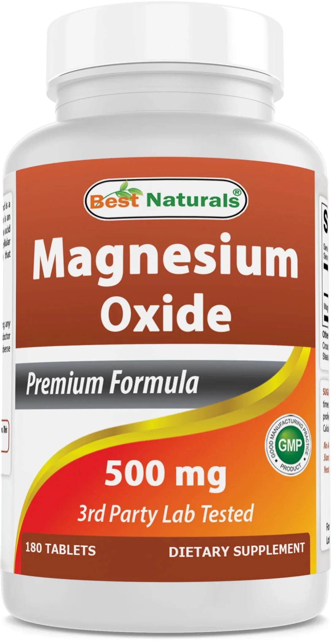 Magnesium oxide supplement 500 mg bottle