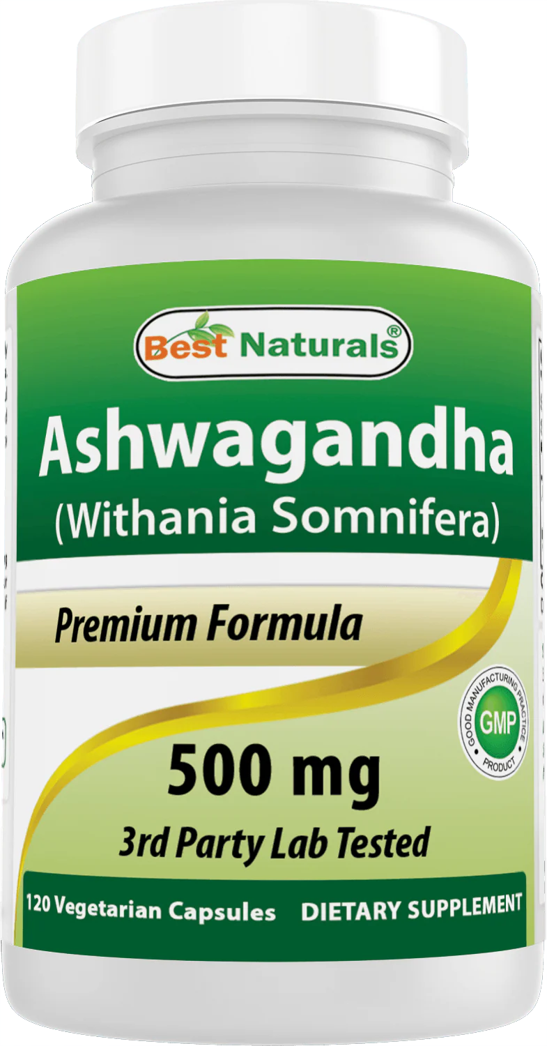 Best Naturals Ashwagandha 500 mg 120 Veggie Capsules
