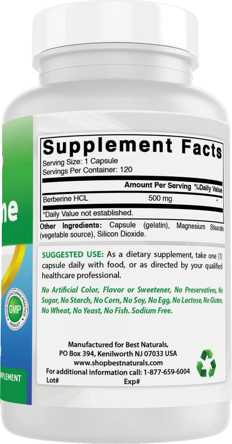 Best Naturals Berberine 500 mg 120 Capsules - Image 2