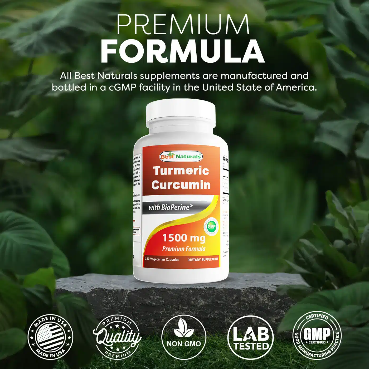 Best Naturals Turmeric Curcumin 1500 mg 180 Veggie Capsules - Image 3
